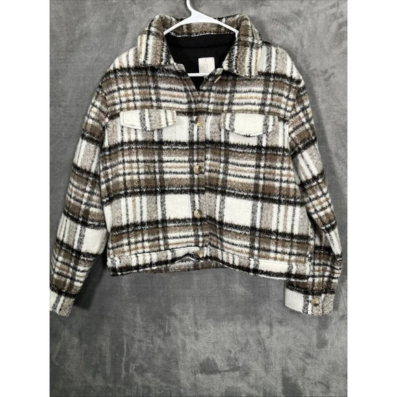 Joie Wool Blend Women’s Country Core Bonfire Plaid Shacket Size Large Trucker - Picture 1 of 6